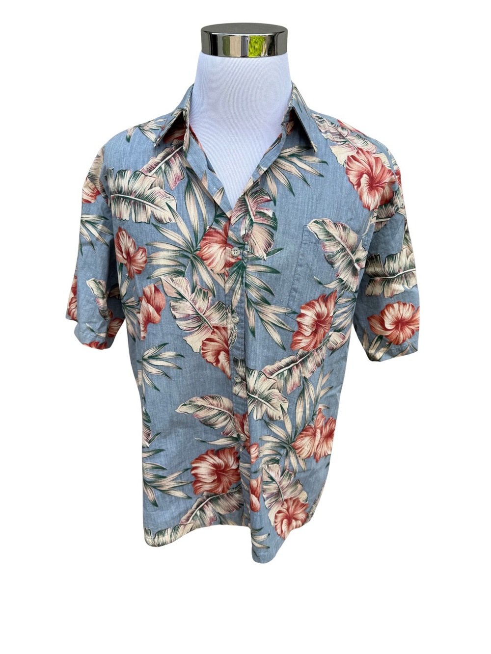 Cooke Street Casual Blue Floral Camp-Collar Button-Down Shirt